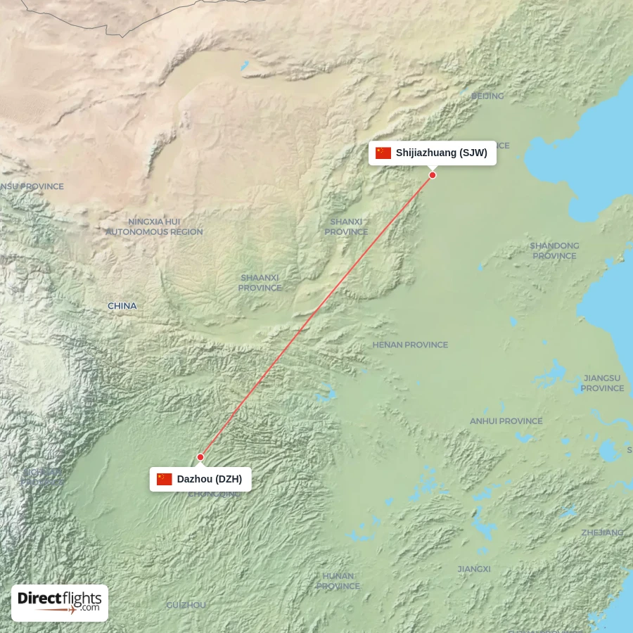 DZH - SJW route map