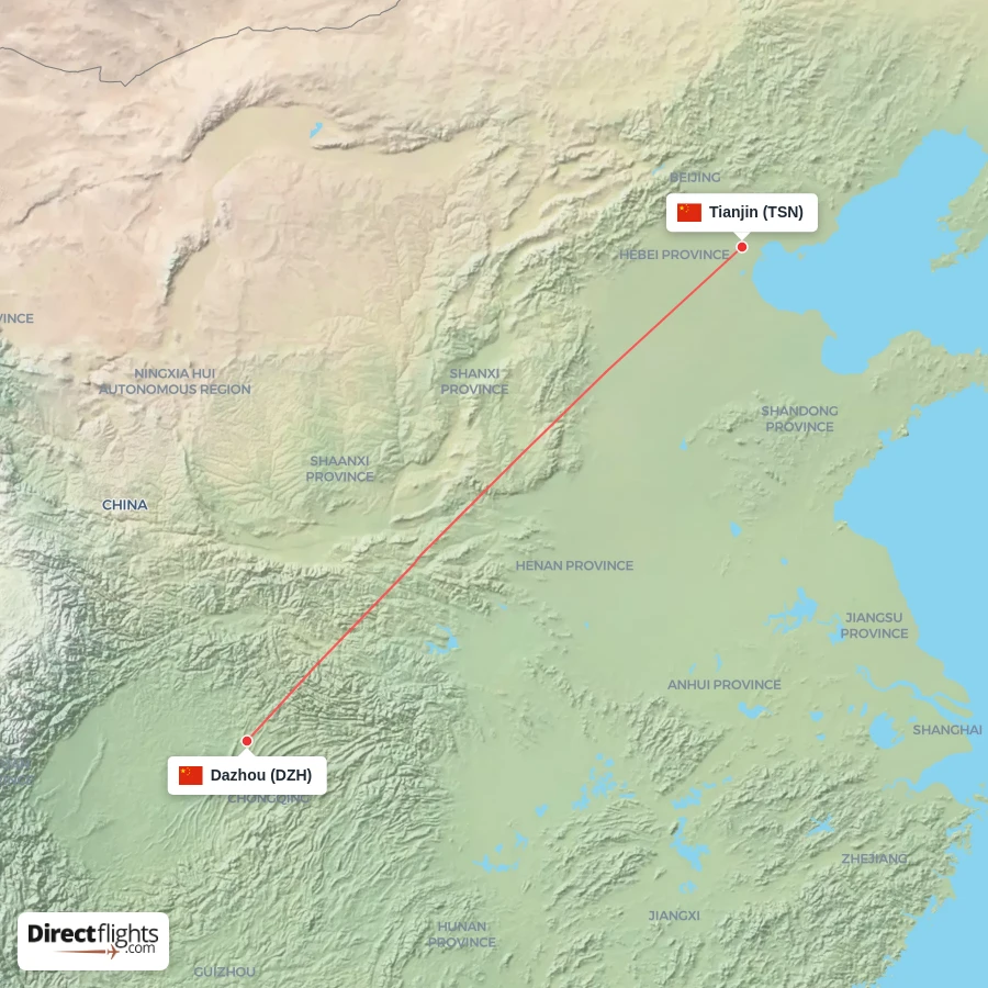DZH - TSN route map