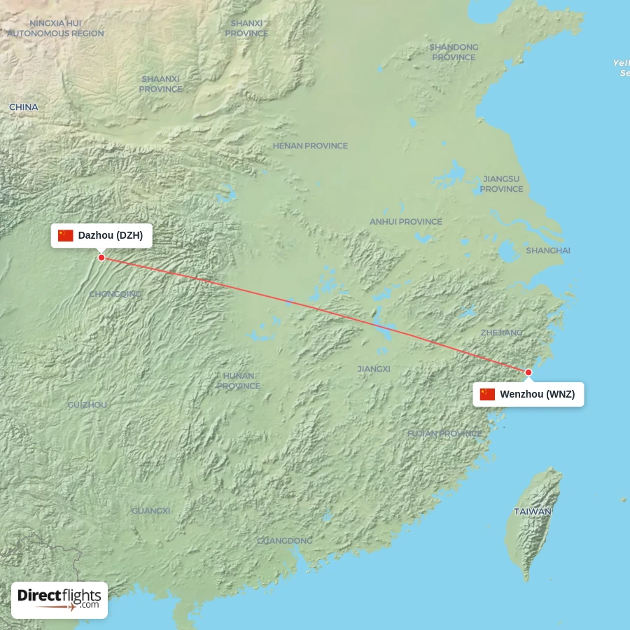 DZH - WNZ route map