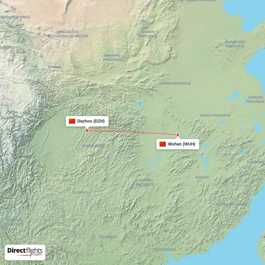 DZH - WUH route map