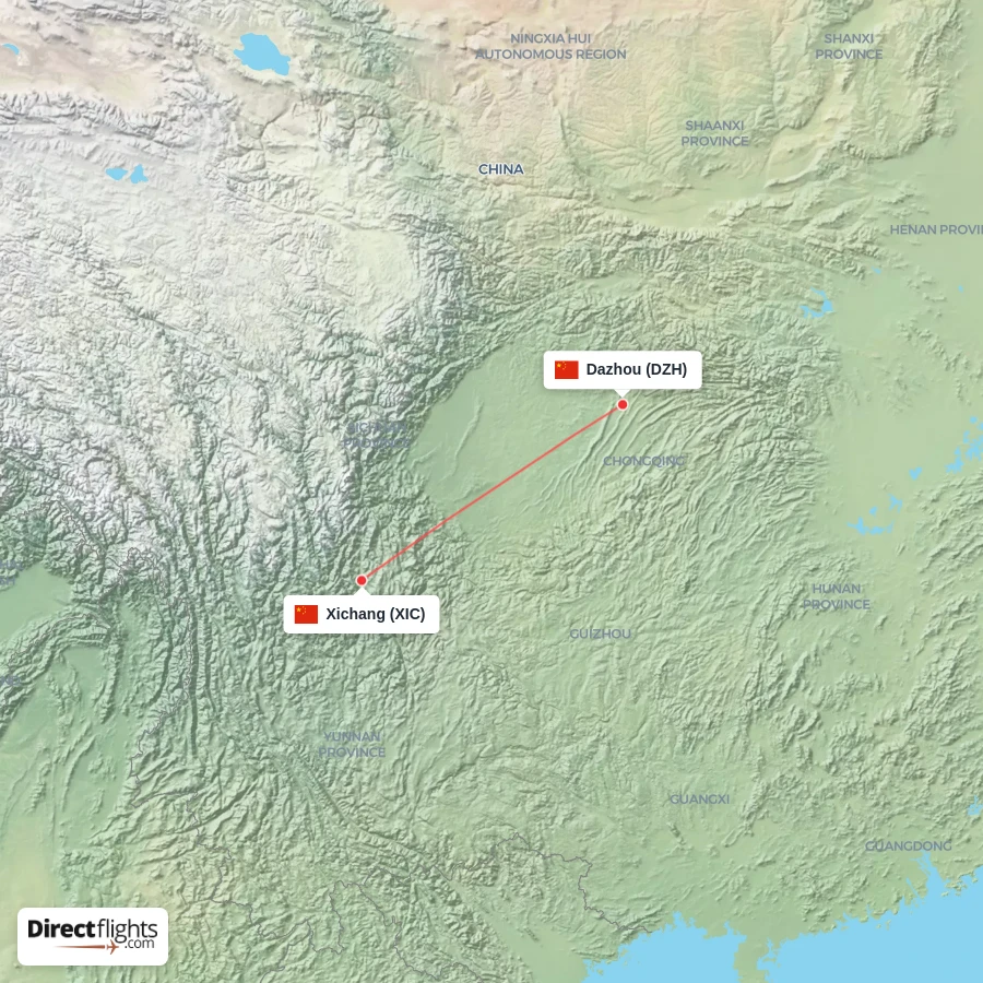 DZH - XIC route map