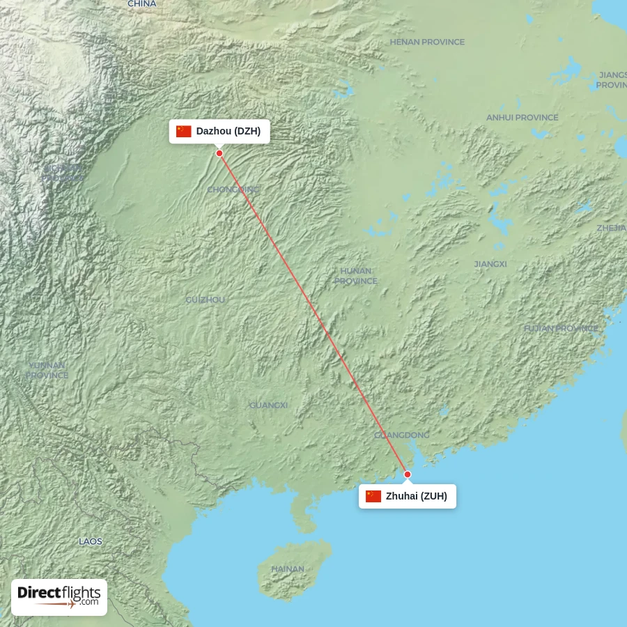 DZH - ZUH route map