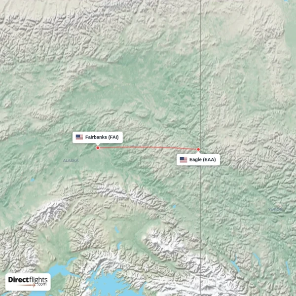 Eagle - Fairbanks direct flight map