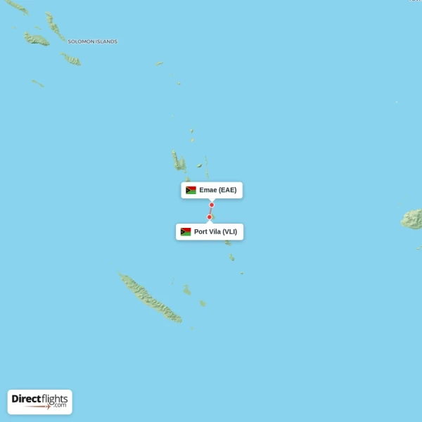 Emae - Port Vila direct flight map