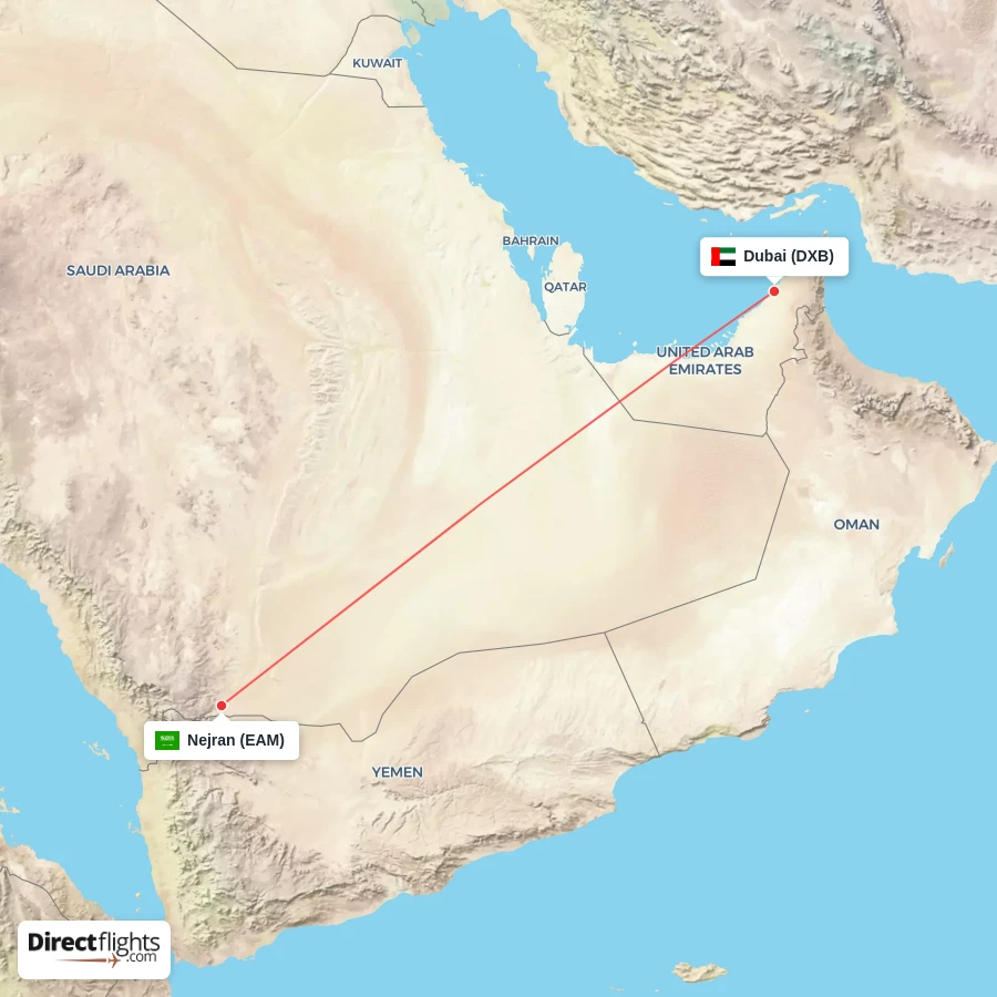 EAM - DXB route map