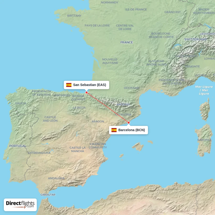EAS - BCN route map