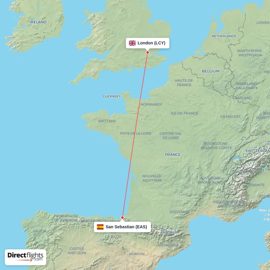 EAS - LCY route map