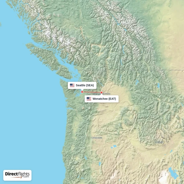 Wenatchee - Seattle direct flight map