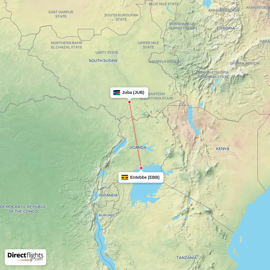 EBB - JUB route map