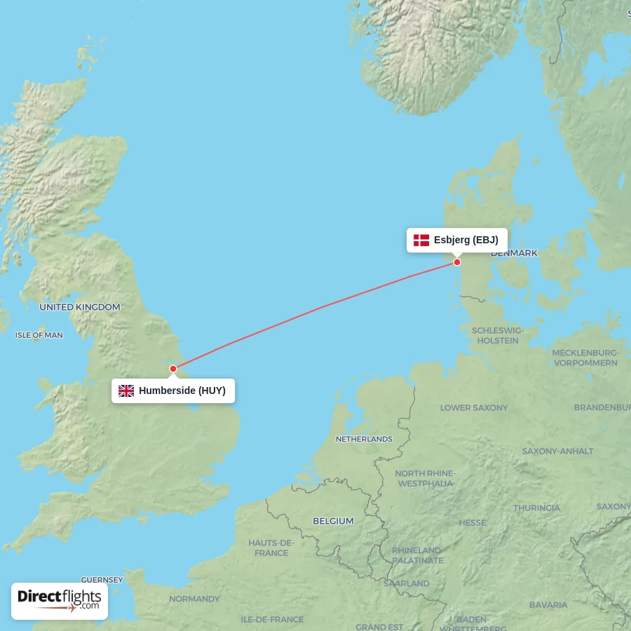 EBJ - HUY route map