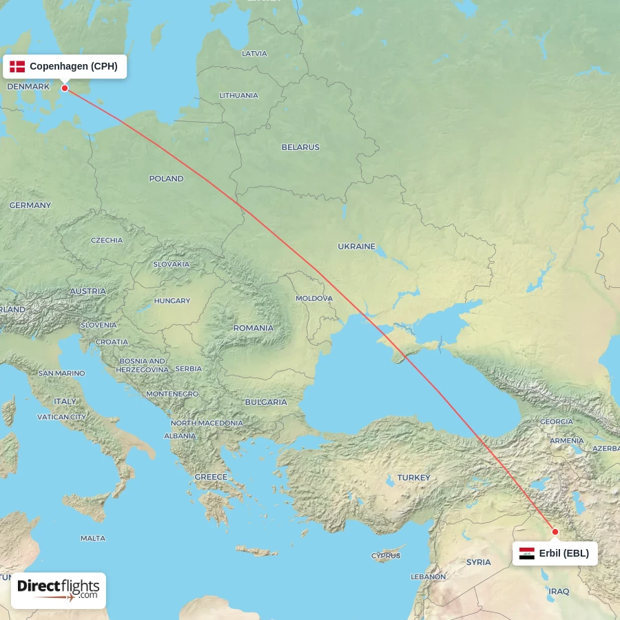 EBL - CPH route map