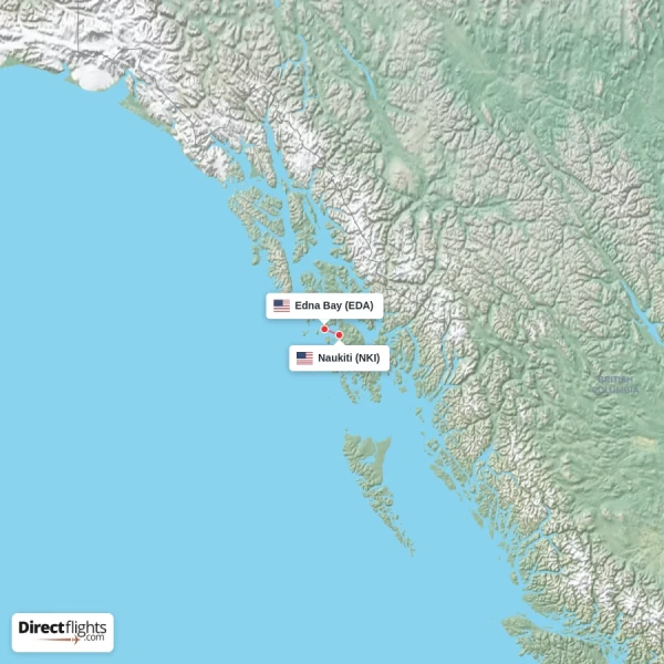 Edna Bay - Naukiti direct flight map