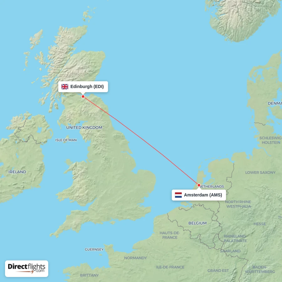 EDI - AMS route map