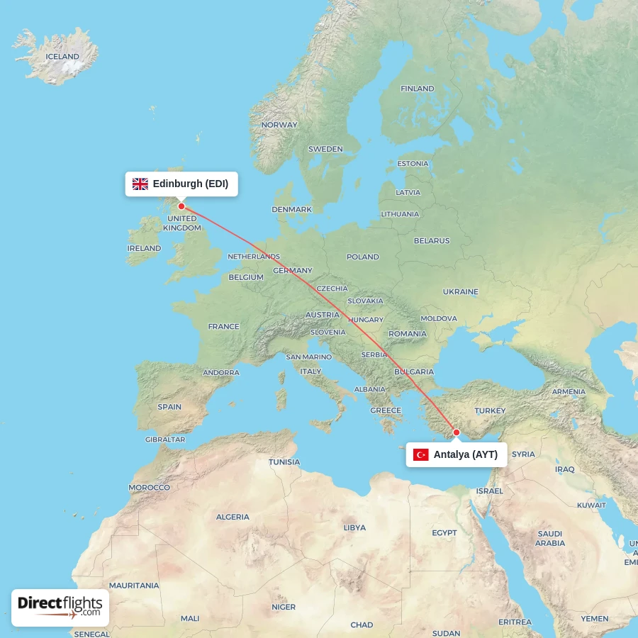 EDI - AYT route map