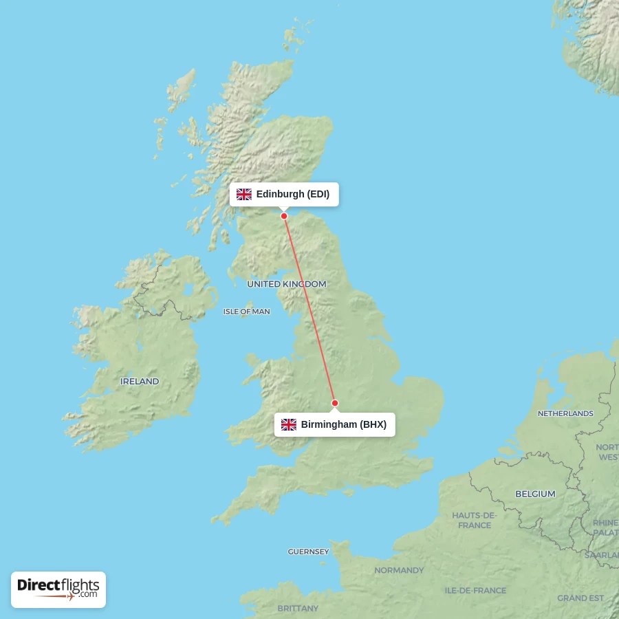 EDI - BHX route map