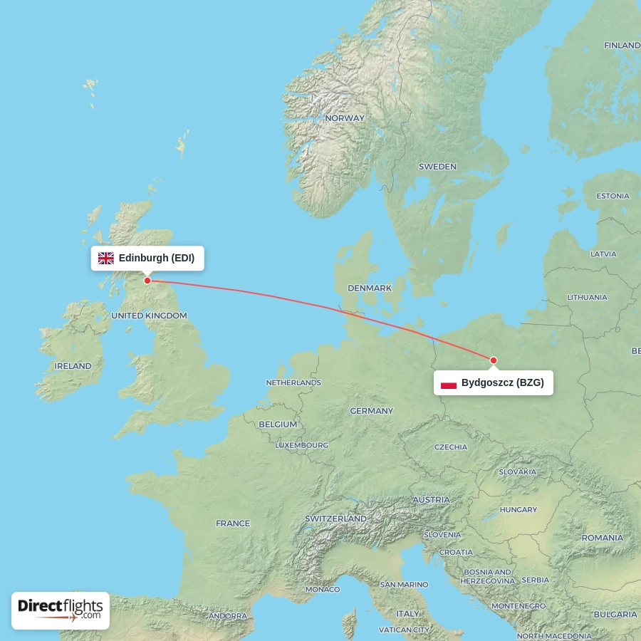 EDI - BZG route map