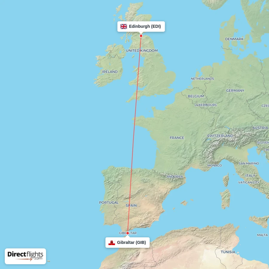 EDI - GIB route map