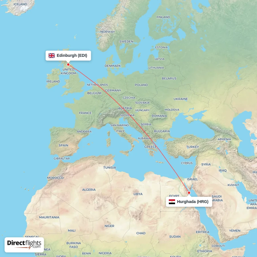 EDI - HRG route map