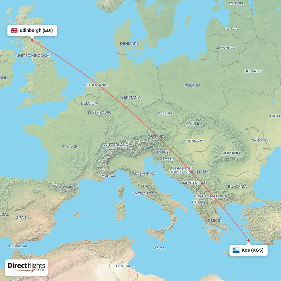 EDI - KGS route map