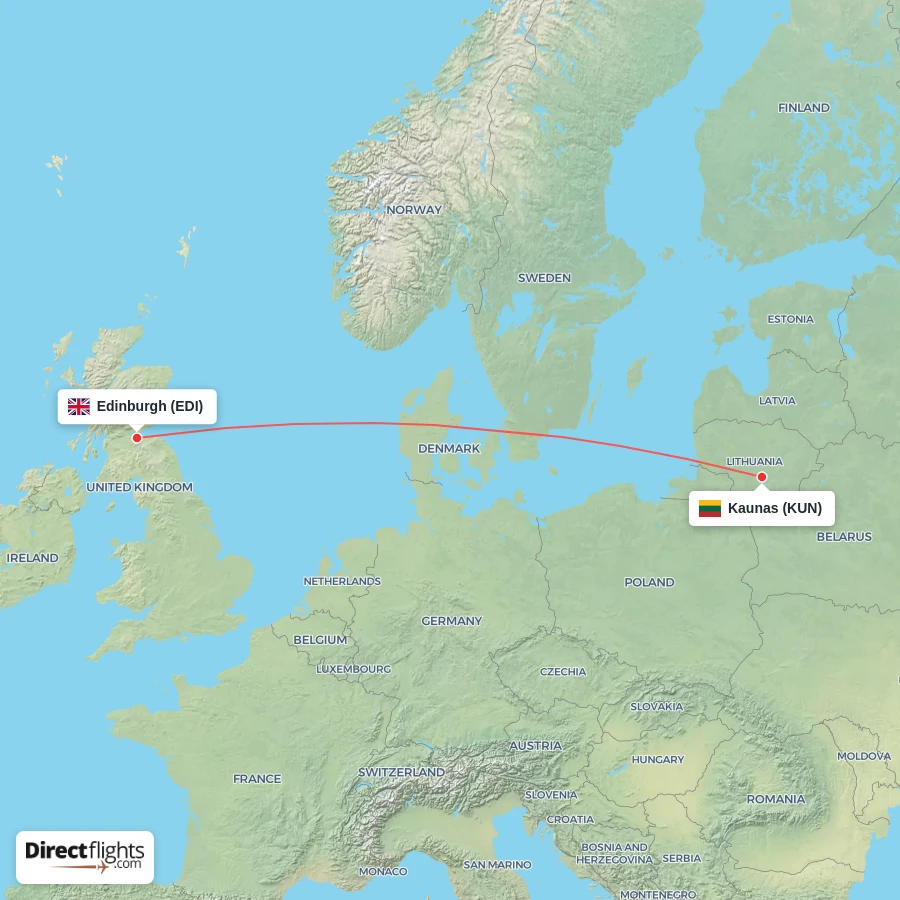 EDI - KUN route map