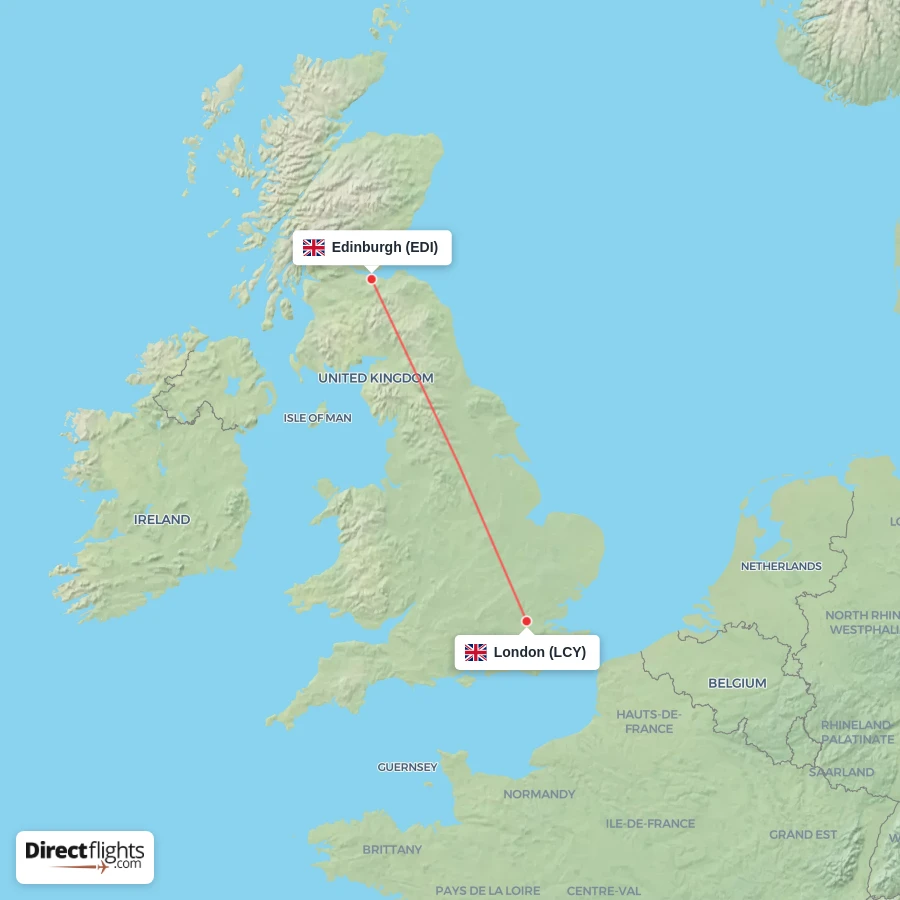 EDI - LCY route map