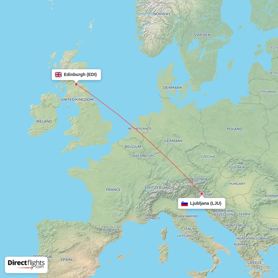 EDI - LJU route map