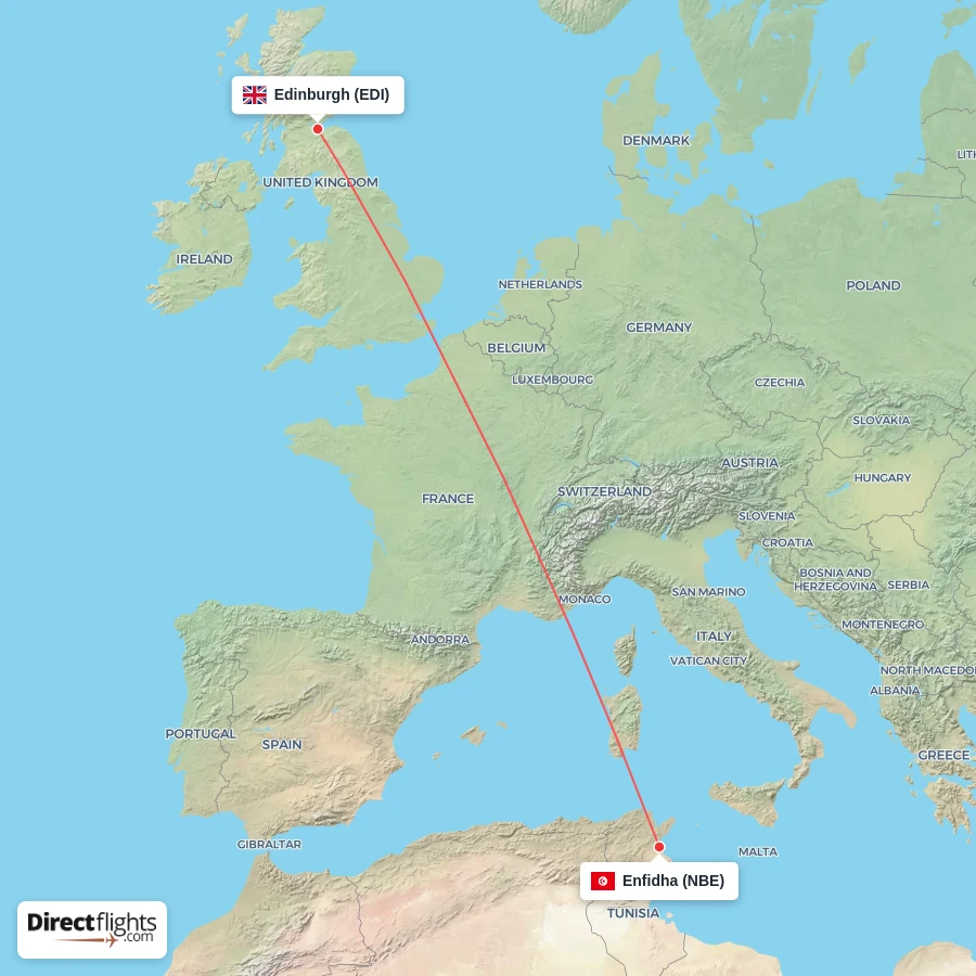 EDI - NBE route map