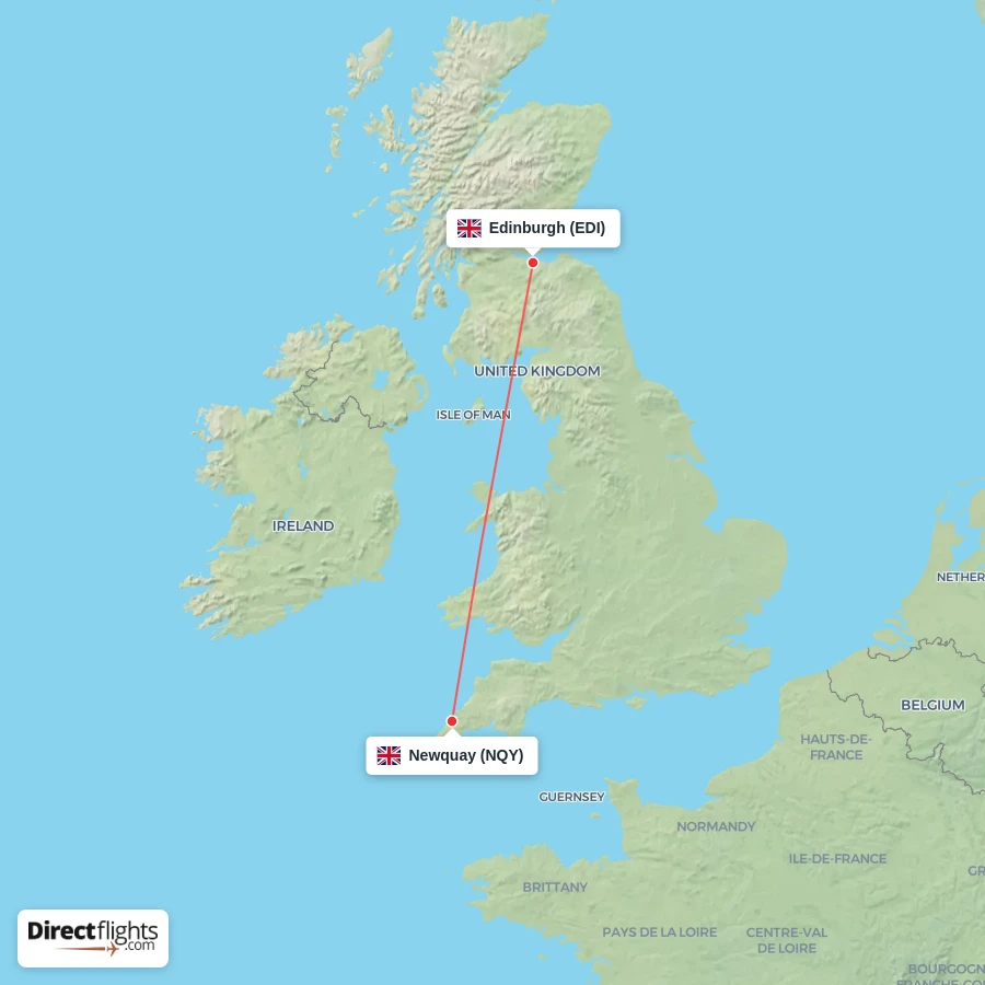 EDI - NQY route map