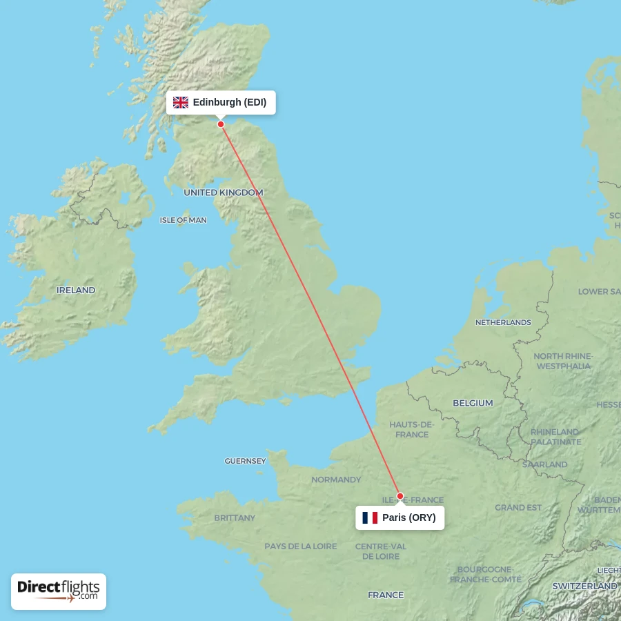 EDI - ORY route map