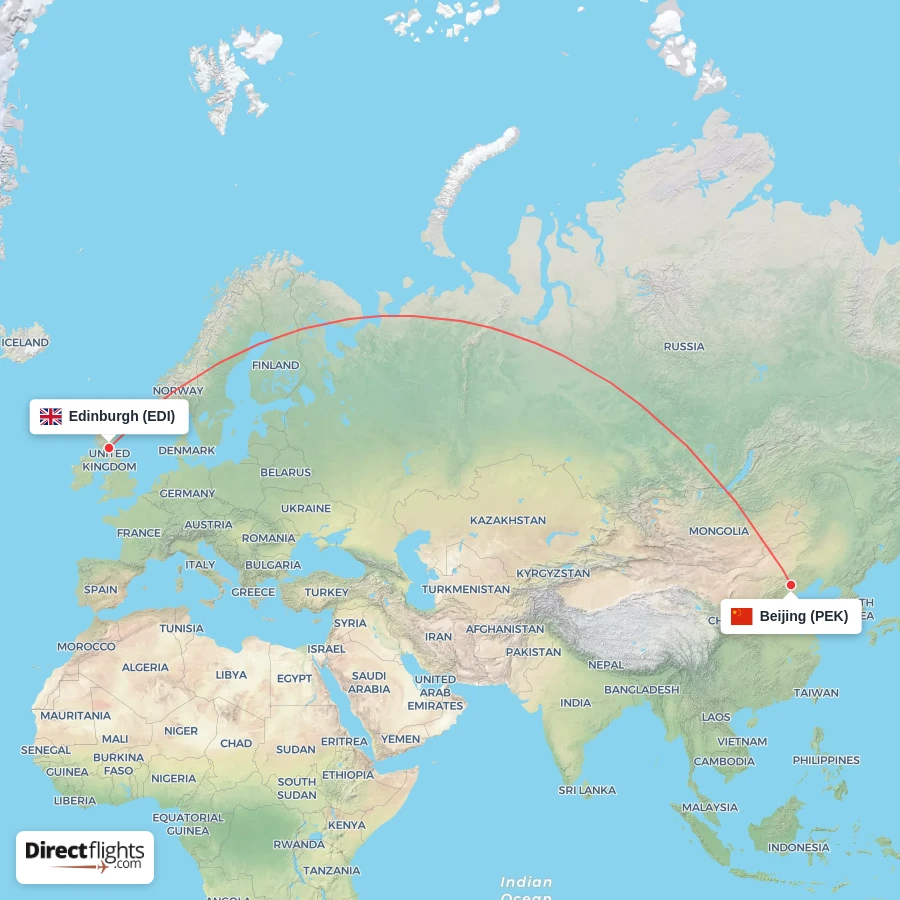EDI - PEK route map