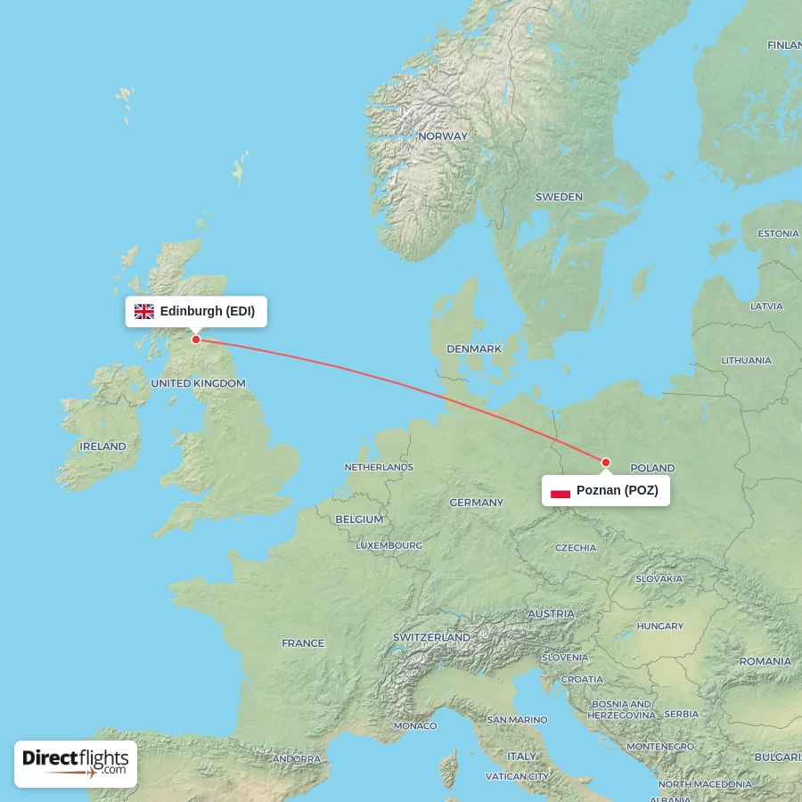 EDI - POZ route map