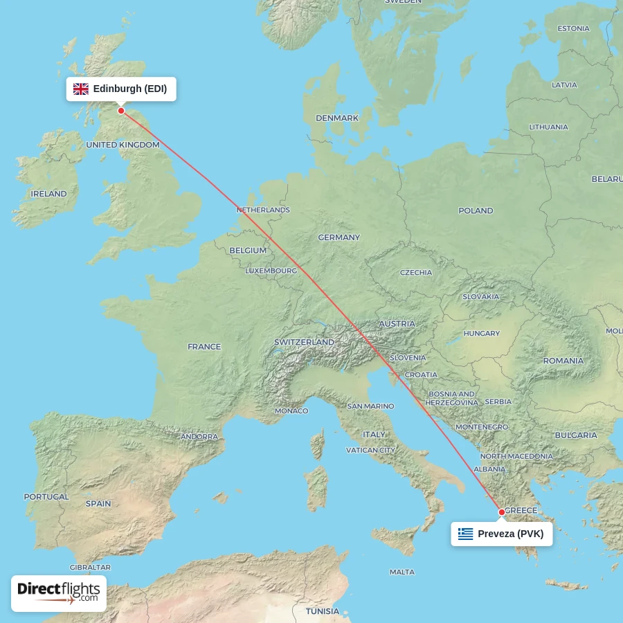 EDI - PVK route map