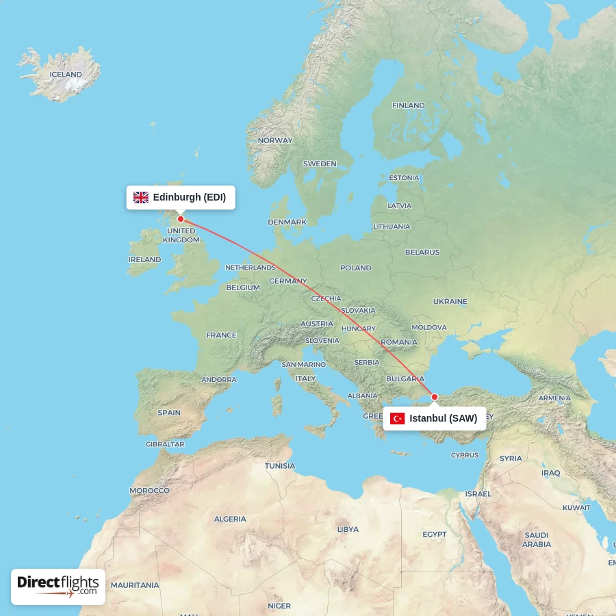 EDI - SAW route map