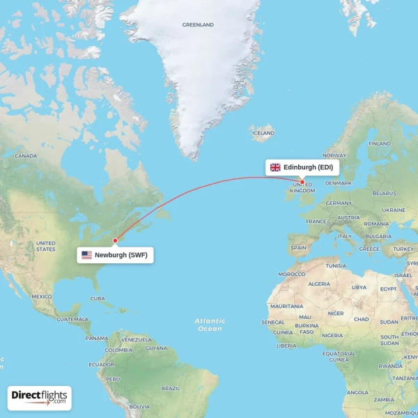 Edinburgh - Newburgh direct flight map