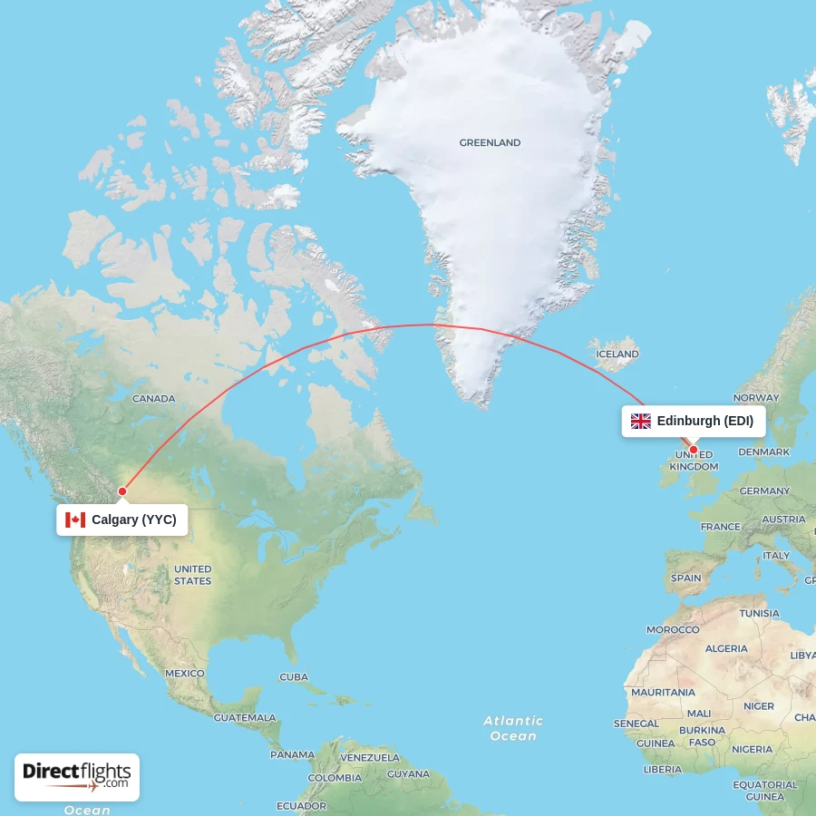 EDI - YYC route map