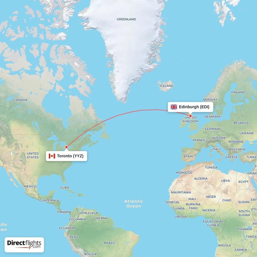 EDI - YYZ route map