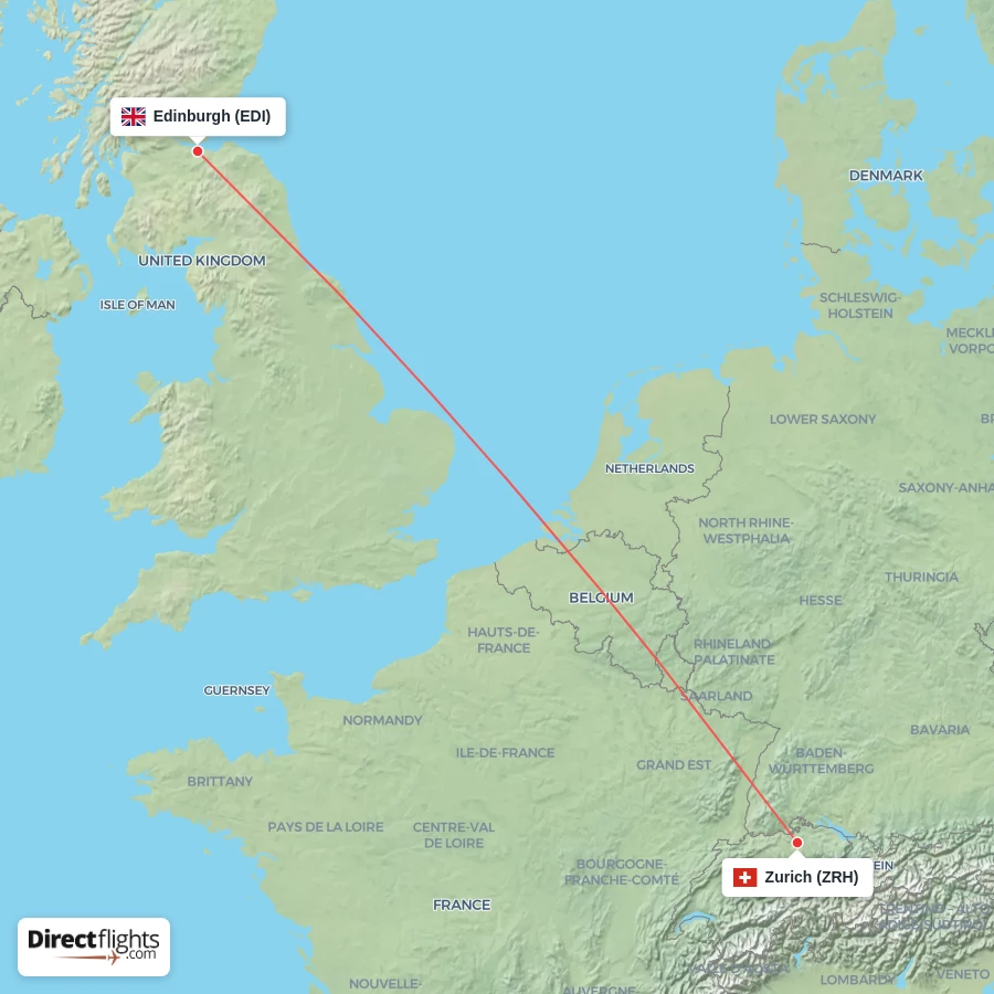 EDI - ZRH route map