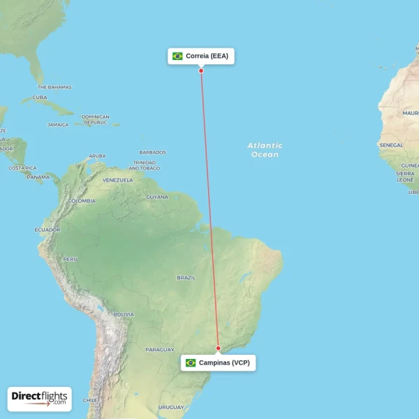 Correia - Campinas direct flight map