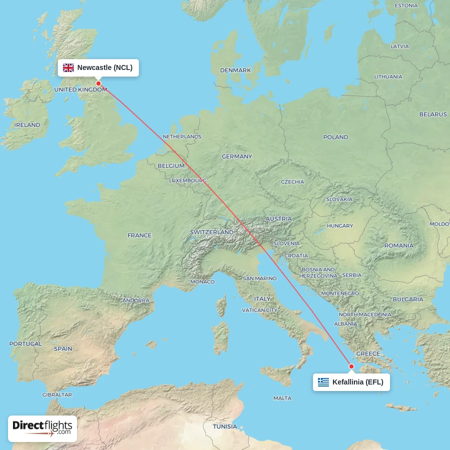 EFL - NCL route map