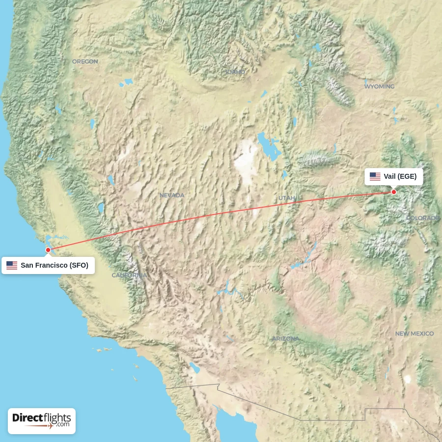 EGE - SFO route map