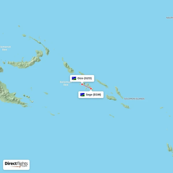 Sege - Gizo direct flight map