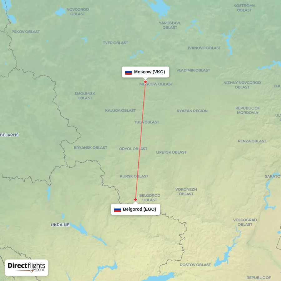 EGO - VKO route map