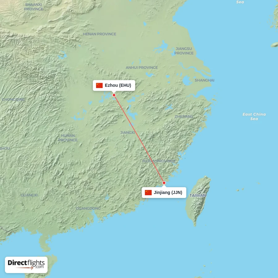 EHU - JJN route map