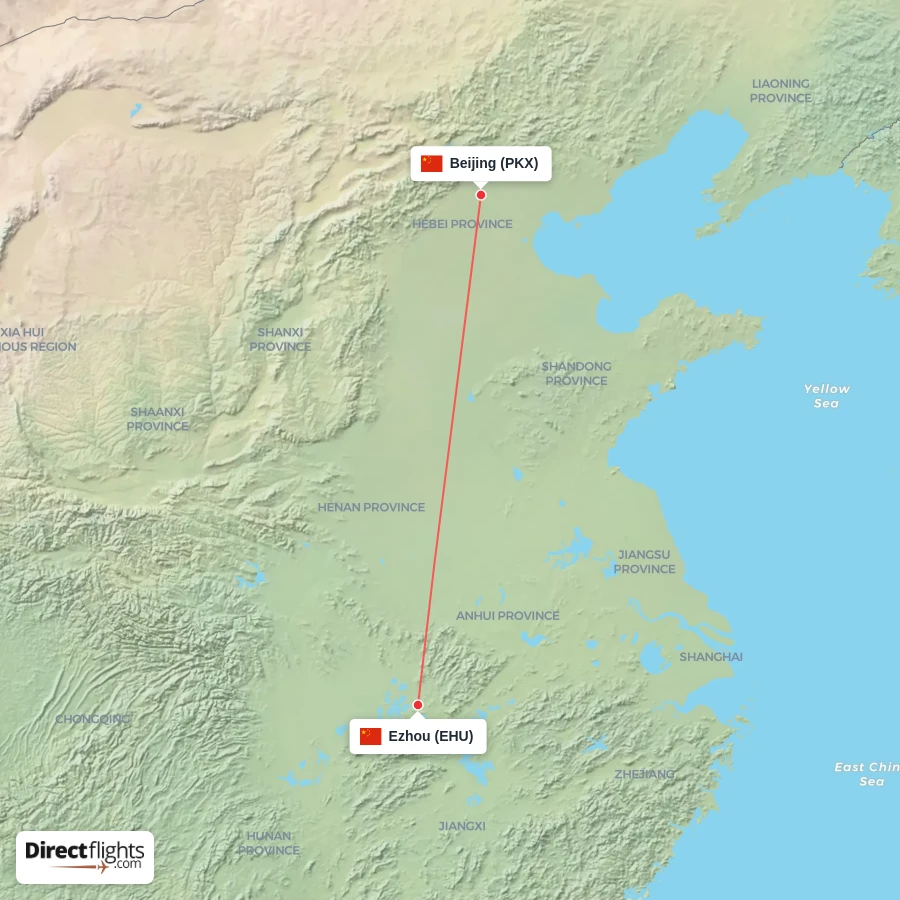 EHU - PKX route map