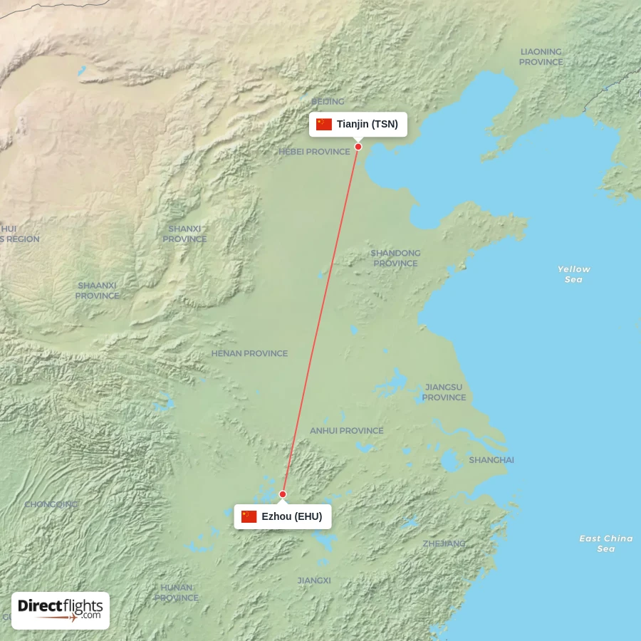 EHU - TSN route map