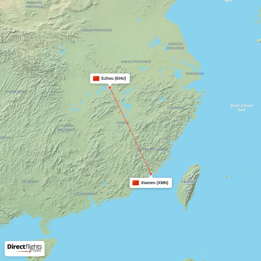 EHU - XMN route map