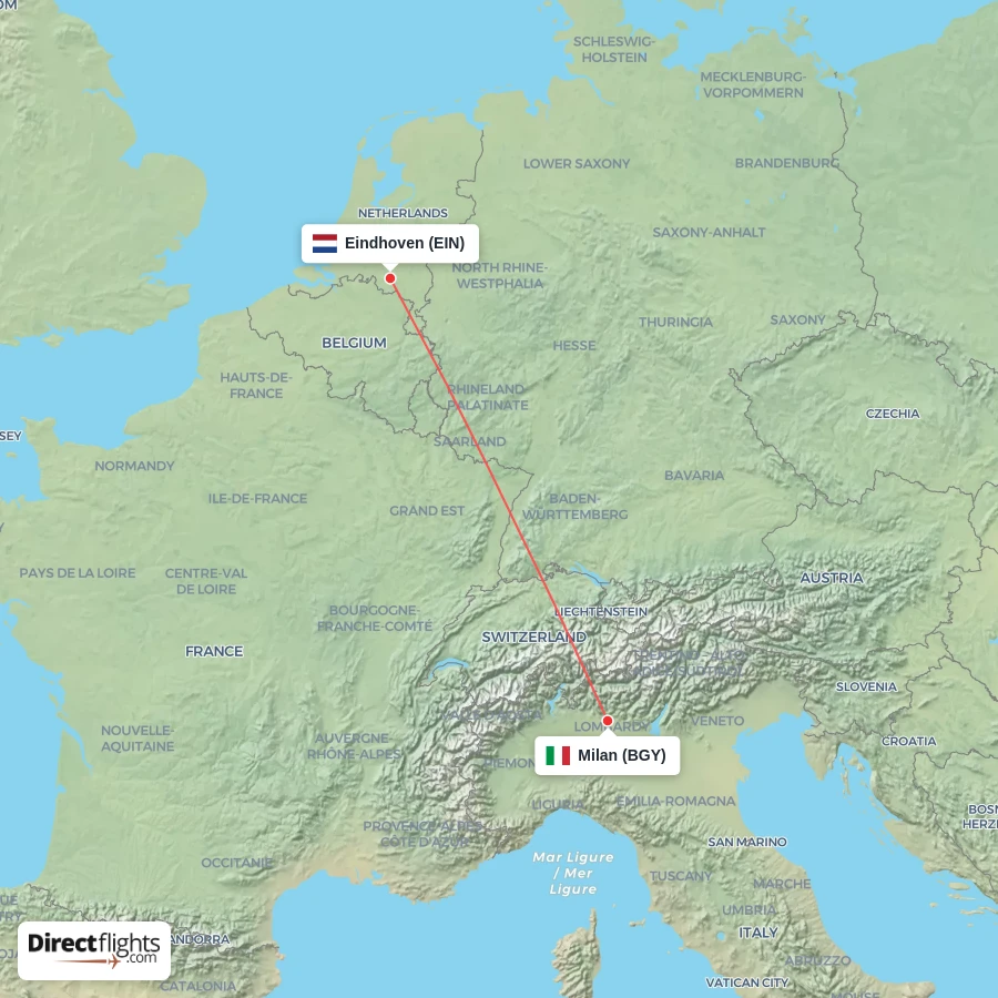 EIN - BGY route map