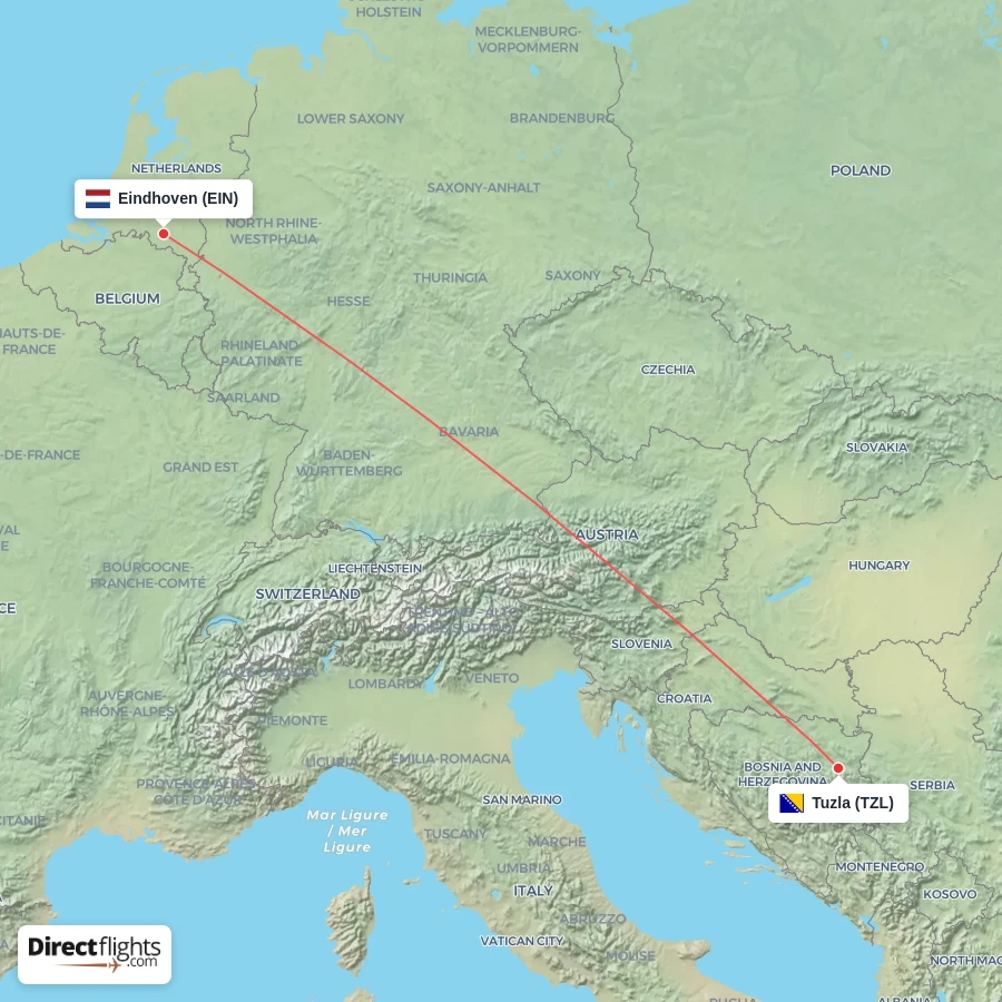 EIN - TZL route map