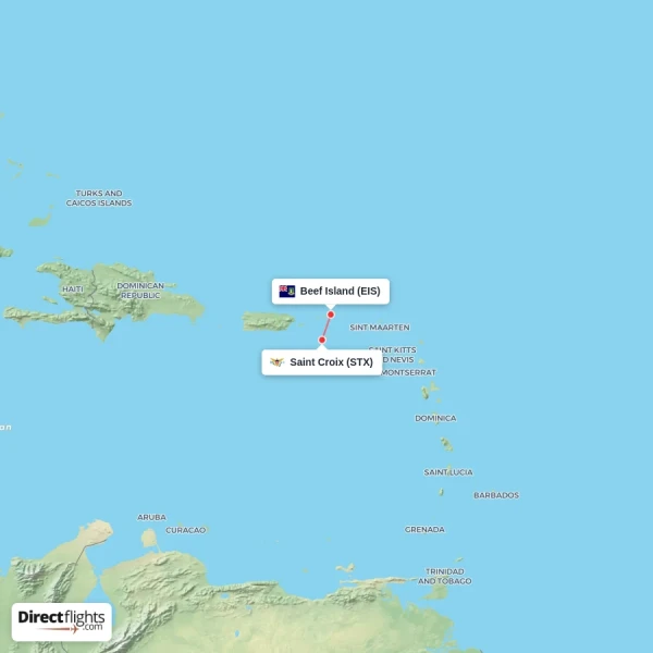 Beef Island - Saint Croix direct flight map