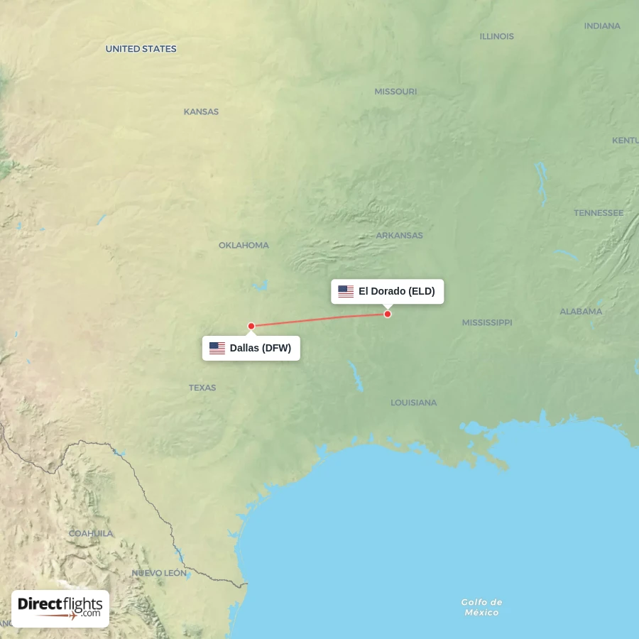 ELD - DFW route map
